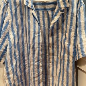 Madewell Blue and Cream Striped Casual Shirt